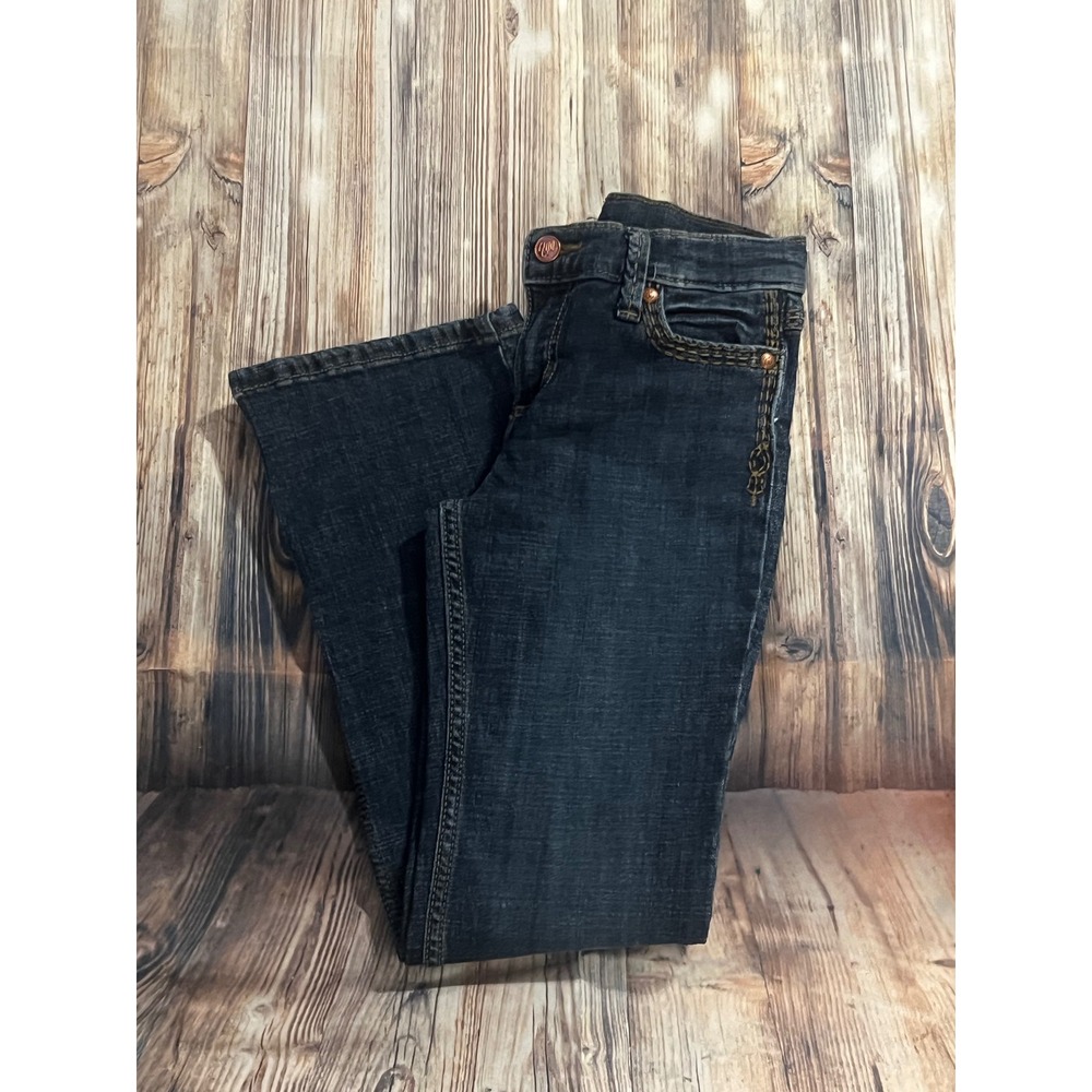 Wrangler Ultimate Riding Jeans Girls 10 Dark Wash Excellent Bootcut Embroidered